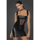 Noir Power Wetlook Short Dress with Front Tulle Inserts > Clothes > Womens Latex - Tophatter Daily Deals