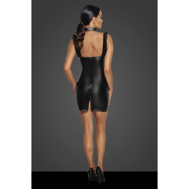 Noir Power Wetlook Short Dress with Front Tulle Inserts > Clothes > Womens Latex - Tophatter Daily Deals