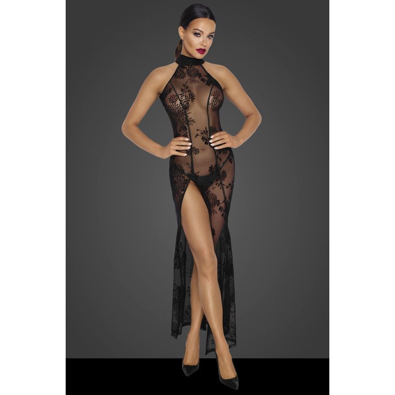 Long Tulle Dress with Intricate Flock Embroidery for Seductive Elegance > Clothes > Dresses and Chemises - Tophatter Daily Deals