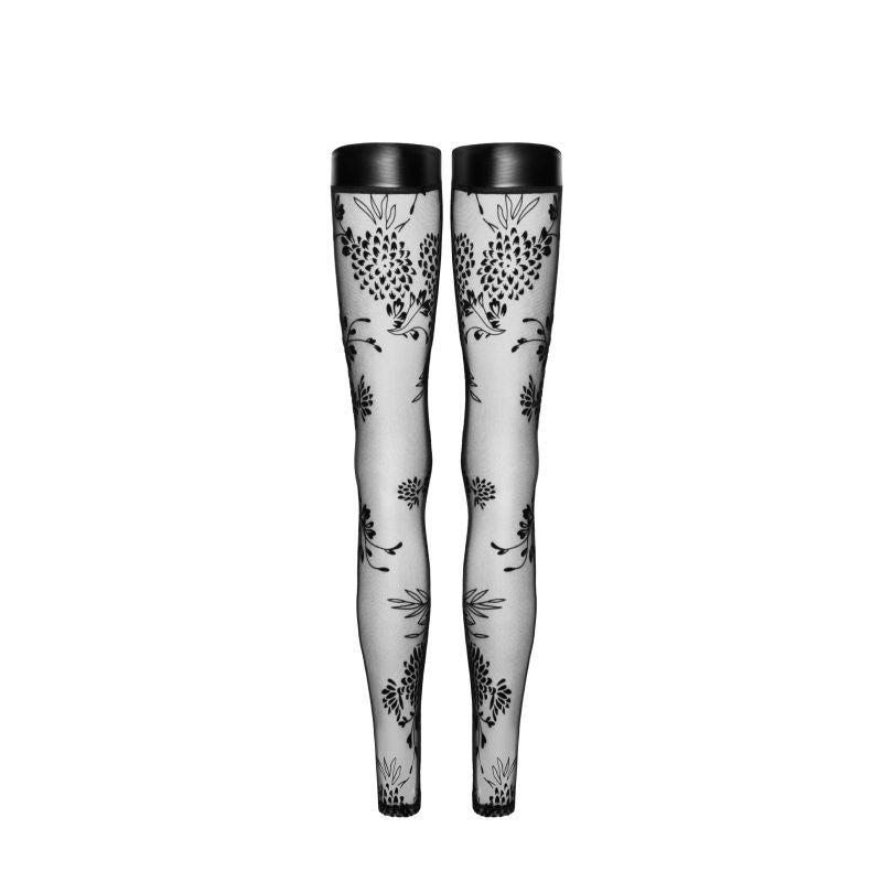 Tulle Stockings w Patterned Flock Embroidery & Power Wetlook Band > Clothes > Hosiery > Stockings - Tophatter Daily Deals
