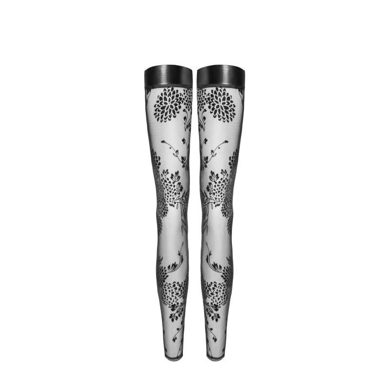 Tulle Stockings w Patterned Flock Embroidery & Power Wetlook Band > Clothes > Hosiery > Stockings - Tophatter Daily Deals