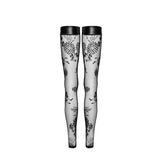 Tulle Stockings w Patterned Flock Embroidery & Power Wetlook Band > Clothes > Hosiery > Stockings - Tophatter Daily Deals