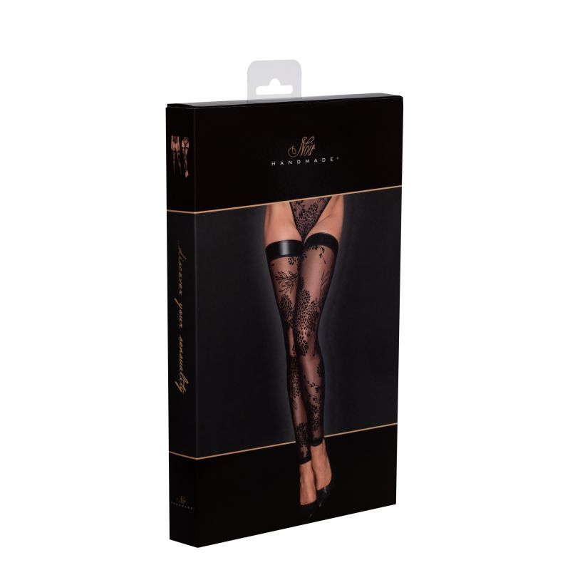 Tulle Stockings w Patterned Flock Embroidery & Power Wetlook Band > Clothes > Hosiery > Stockings - Tophatter Daily Deals