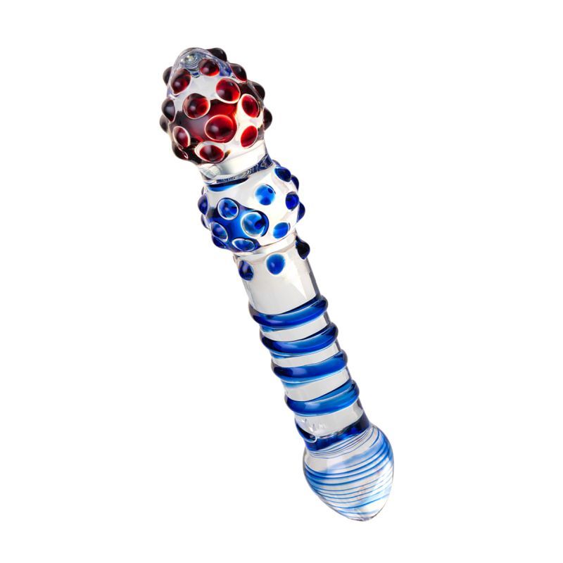 Sexus Glass Dildo in Blue and Red 20.5cm Elegant > Glass > Dildos - Tophatter Daily Deals