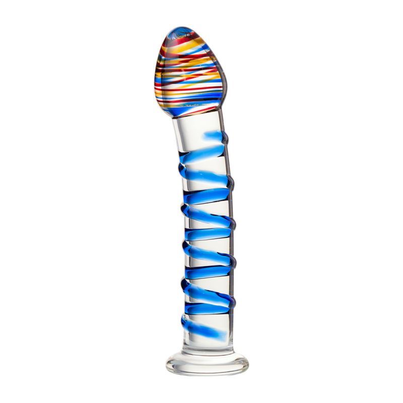 Sexus Glass Dildo with Blue Swirls 18cm > Glass > Dildos - Tophatter Daily Deals