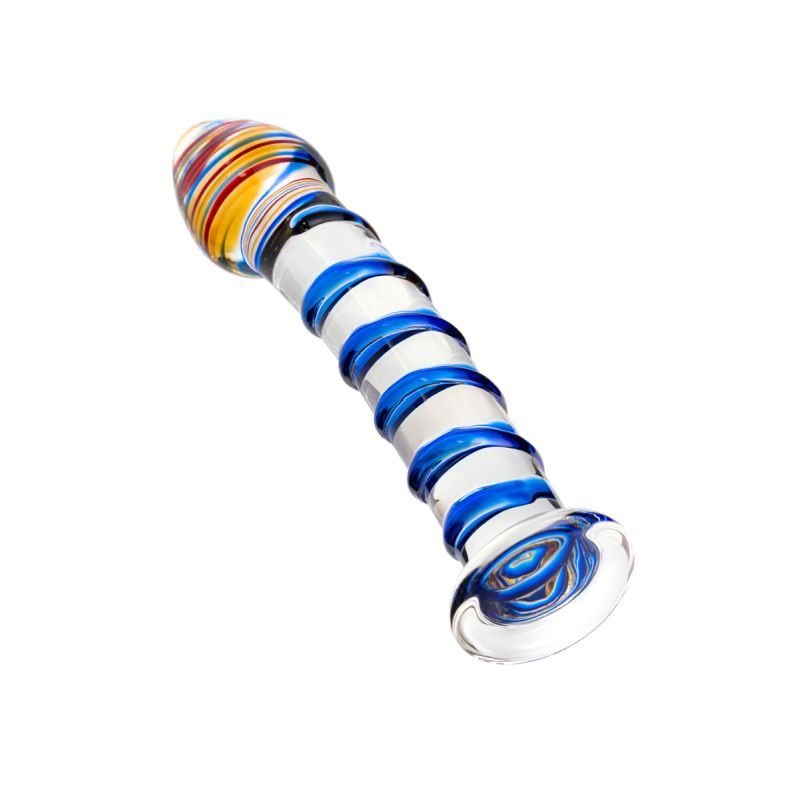 Sexus Glass Dildo with Blue Swirls 18cm > Glass > Dildos - Tophatter Daily Deals