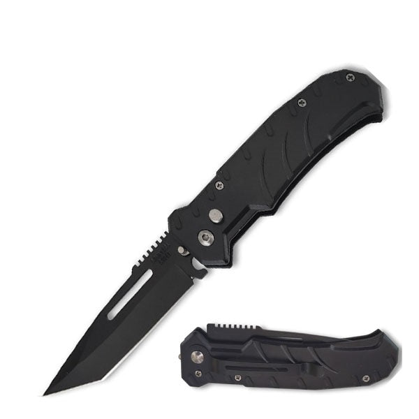 4.5" Closed Black Ballistic Switch Blade Automatic Tanto Blade Knife - Tophatter's Guns'N'Weapons Store Collectible Weapons - Tophatter Daily Deals