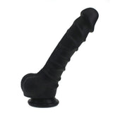 Realistic 20cm Dildo with Ridged Shaft and Balls in Black > Dildos > Realistic Dildos - Tophatter Daily Deals