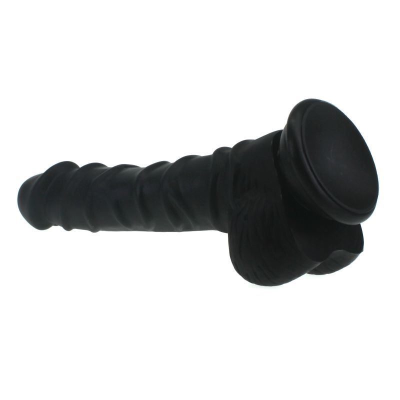 Realistic 20cm Dildo with Ridged Shaft and Balls in Black > Dildos > Realistic Dildos - Tophatter Daily Deals