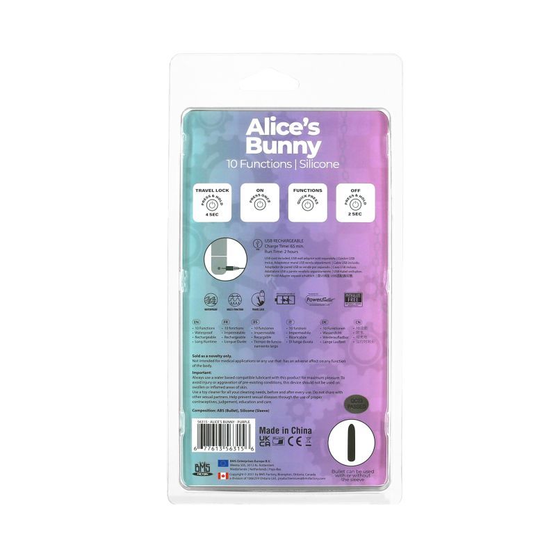 Alices Bunny Bullet w Rabbit Sleeve Purple 4 Inches > Vibrators > Mini Vibrators - Tophatter Daily Deals