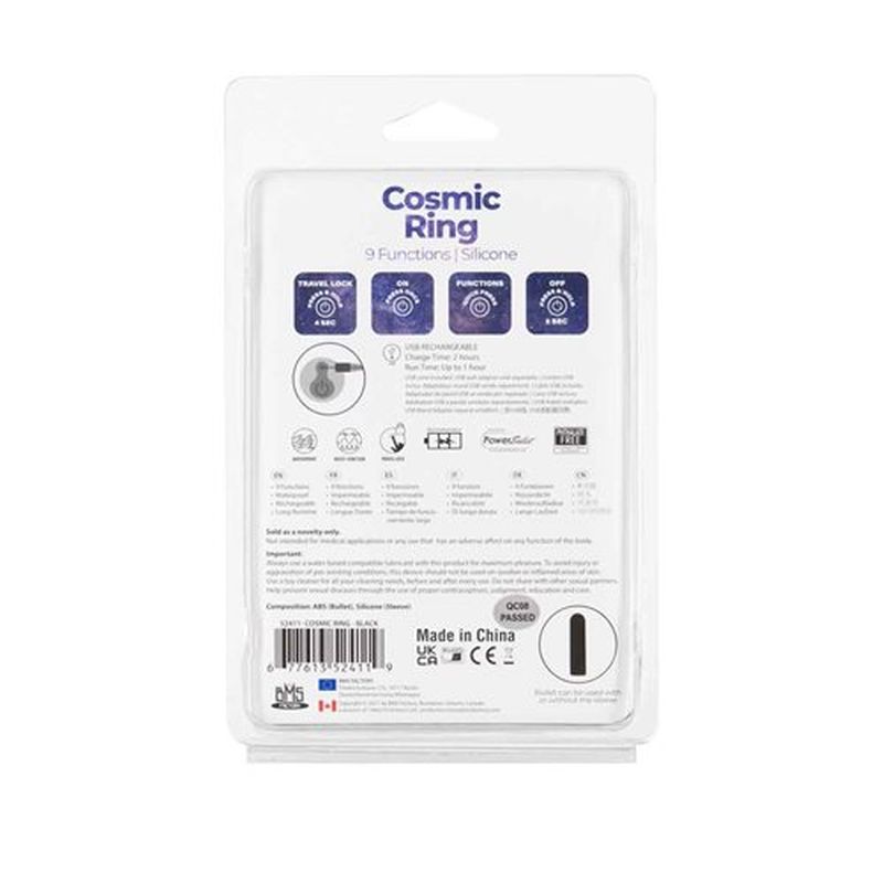 Power Bullet Cosmic Cock Ring w Bullet Black > Cock Ring > Vibrating - Tophatter Daily Deals