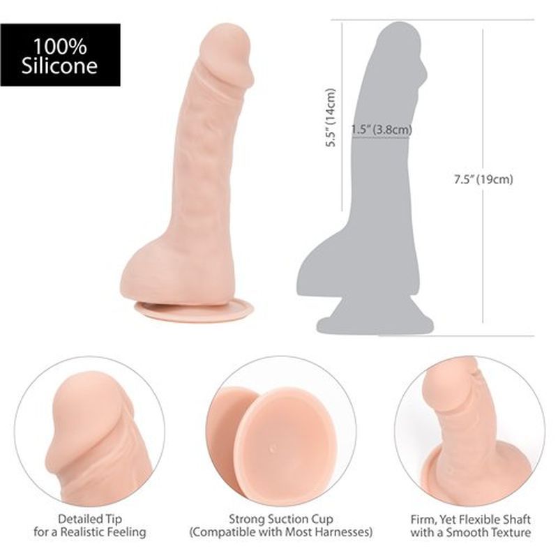 Brad 7.5in Dong Beige - Realistic Silicone Pleasure Tool > Dildos > Realistic Dildos - Tophatter Daily Deals