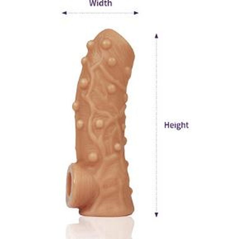 Nude Penis Sleeve Textured and Studded Soft Silicone Large > Sex Toys For Men > Penis Sleeves - Tophatter Daily Deals