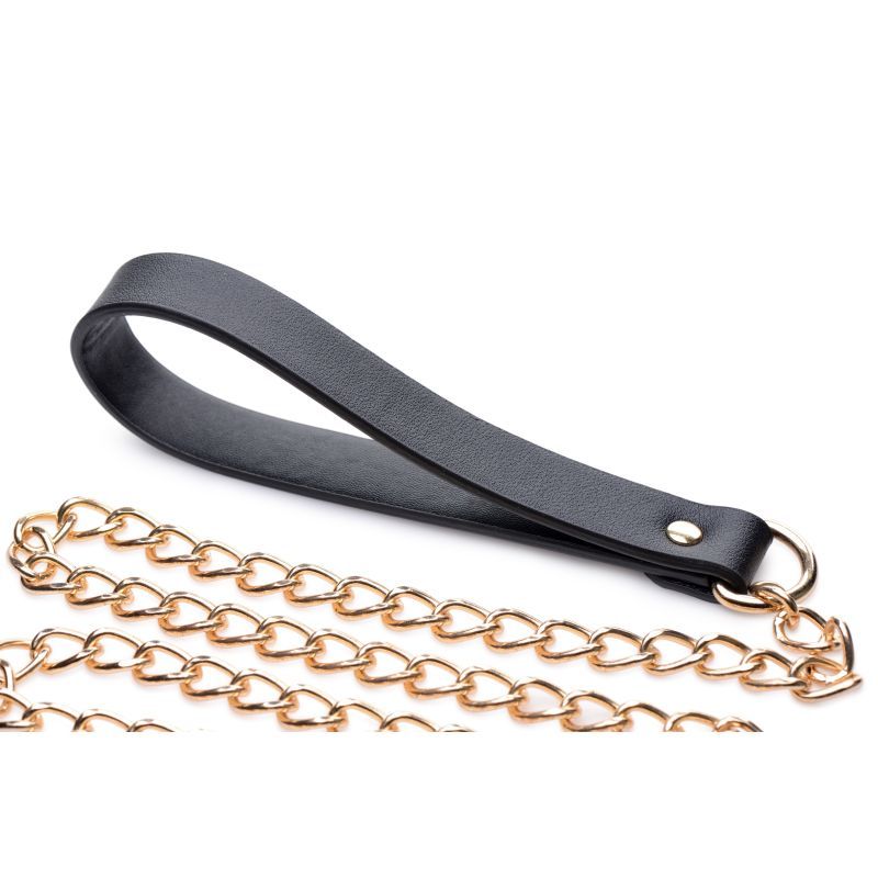 Leashed Lover Black and Gold Chain Leash Adult Bondage Accessory > Bondage Gear > Collars & Leashes - Tophatter Daily Deals