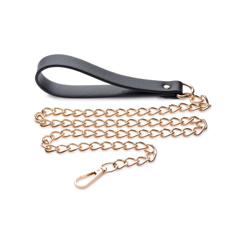 Leashed Lover Black and Gold Chain Leash Adult Bondage Accessory > Bondage Gear > Collars & Leashes - Tophatter Daily Deals