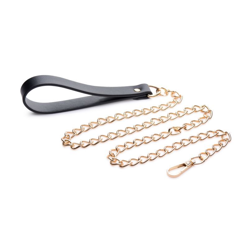 Leashed Lover Black and Gold Chain Leash Adult Bondage Accessory > Bondage Gear > Collars & Leashes - Tophatter Daily Deals