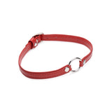 Fiery Pet Leather Choker with Silver Ring in Red > Clothes > Womens Leather - Tophatter Daily Deals