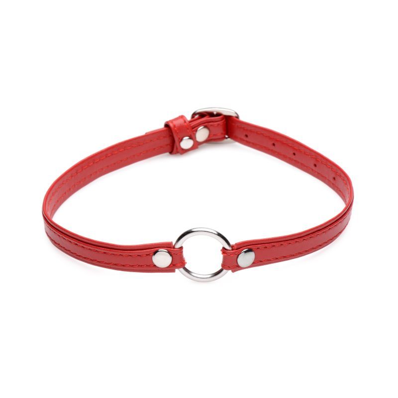 Fiery Pet Leather Choker with Silver Ring in Red > Clothes > Womens Leather - Tophatter Daily Deals