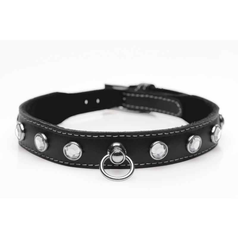 Bling Vixen Leather Choker with Clear Rhinestones > Clothes > Unisex Leather - Tophatter Daily Deals
