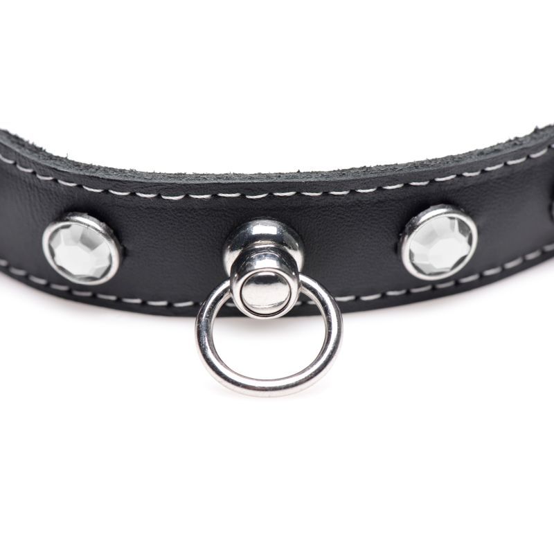 Bling Vixen Leather Choker with Clear Rhinestones > Clothes > Unisex Leather - Tophatter Daily Deals