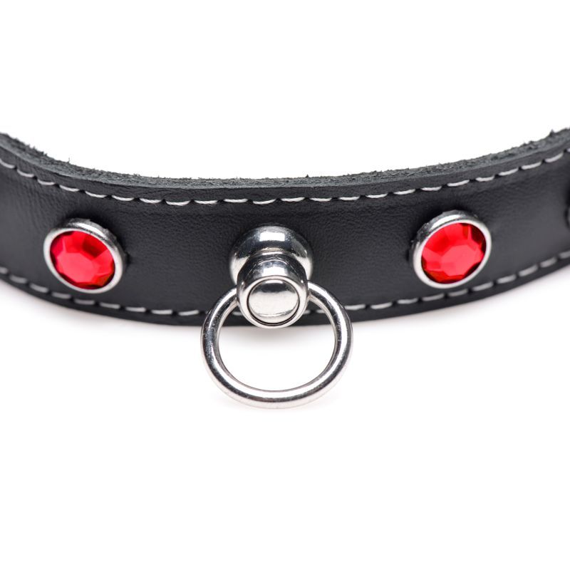 Bling Vixen Leather Choker with Red Rhinestones > Bondage Gear > Collars & Leashes - Tophatter Daily Deals