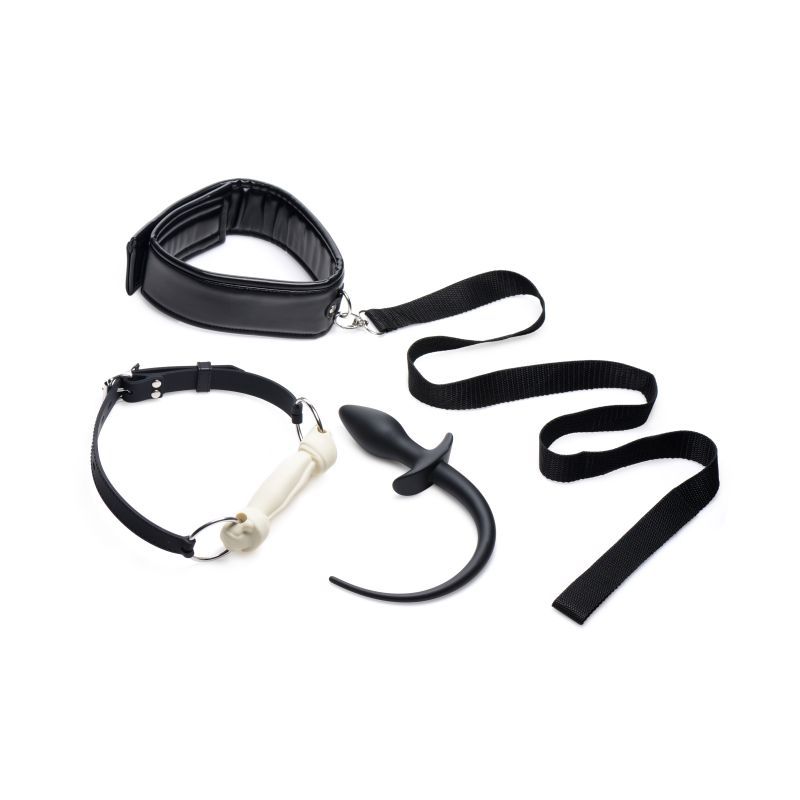 Puppy Play Set Including Gag Plug and Collar in Black > Bondage Gear > Bondage Kits - Tophatter Daily Deals