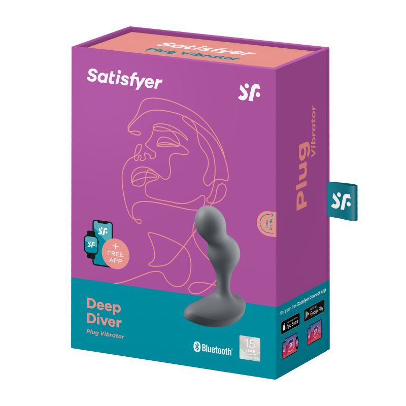 Satisfyer Deep Diver Vibrating Connect App Anal Plug Grey > Anal Range > Vibrating Butt Plugs - Tophatter Daily Deals