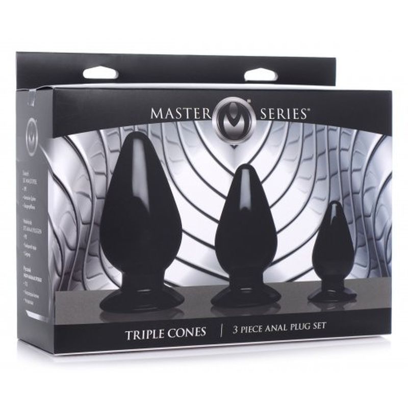 Triple Cones 3 Piece Anal Plug Set in Black > Anal Range > Butt Plug Kits - Tophatter Daily Deals
