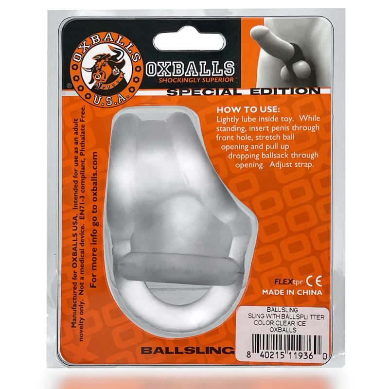 Ballsling Ball Split Sling (Clear Ice) – Limited Edition Cocksling > Cock Ring > Sling - Tophatter Daily Deals