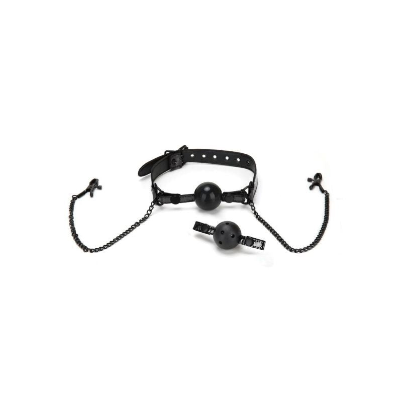 Whip Smart Diamond Ball Gag with Nipple Clips in Black > Bondage Gear > Gags and Bits - Tophatter Daily Deals