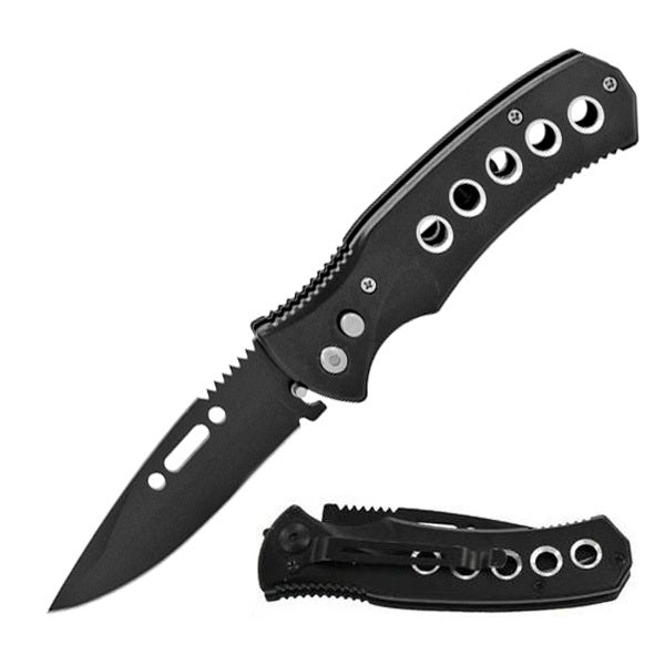 Black Ballistic Auto Push Button Switch Blade Pocket Knife - TOPHATTER'S ARMORY DEALS Collectible Weapons - Tophatter Daily Deals