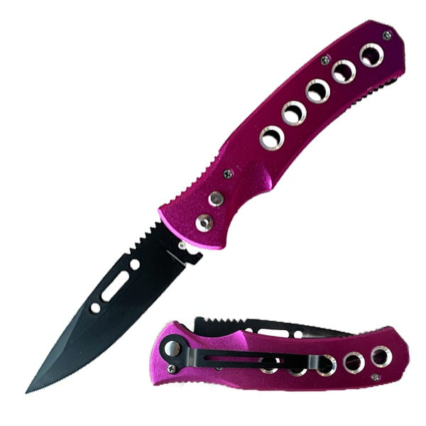 Purple Ballistic Auto Push Button Switch Blade Pocket Knife - TOPHATTER'S ARMORY DEALS Collectible Weapons - Tophatter Daily Deals