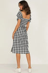 Full Size Slit Plaid Short Sleeve Midi Dress Casual Dresses - Tophatter Daily Deals