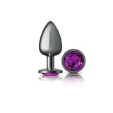 Cheeky Charms Gunmetal Round Butt Plug with Purple Jewel Large > Anal Range > Jewel Butt Plugs - Tophatter Daily Deals