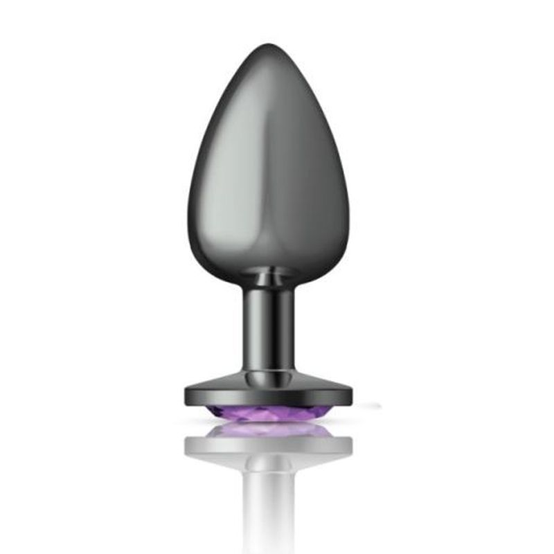 Cheeky Charms Gunmetal Round Butt Plug with Purple Jewel Large > Anal Range > Jewel Butt Plugs - Tophatter Daily Deals