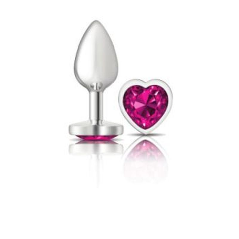 Cheeky Charms Silver Metal Butt Plug with Heart Pink Jewel Small > Anal Range > Jewel Butt Plugs - Tophatter Daily Deals