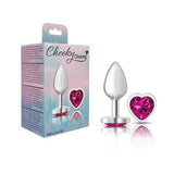 Cheeky Charms Silver Metal Butt Plug with Heart Pink Jewel Small > Anal Range > Jewel Butt Plugs - Tophatter Daily Deals