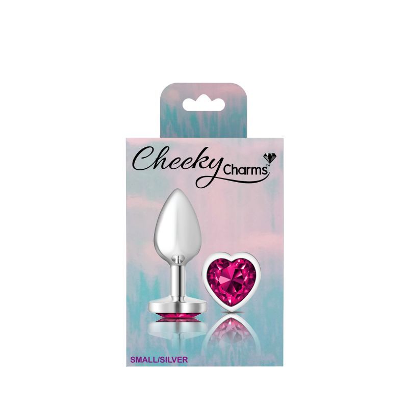 Cheeky Charms Silver Metal Butt Plug with Heart Pink Jewel Small > Anal Range > Jewel Butt Plugs - Tophatter Daily Deals
