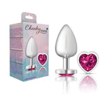 Cheeky Charms Silver Metal Butt Plug with Heart Pink Jewel Large > Anal Range > Jewel Butt Plugs - Tophatter Daily Deals