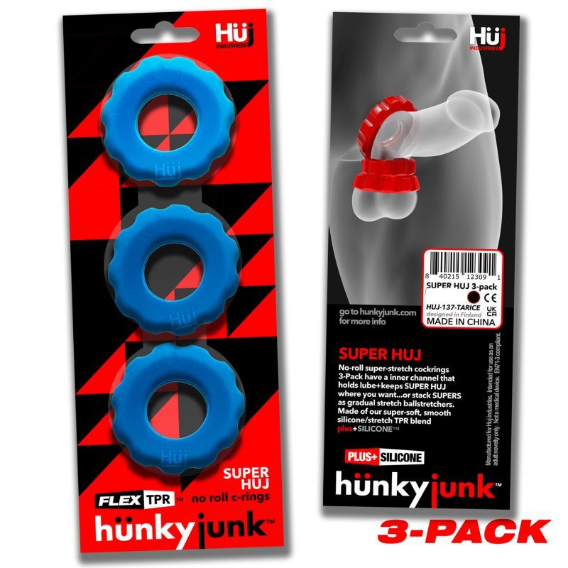 Super Hunkyjunk 3 Piece Cockrings Teal Ice > Cock Ring > Sets - Tophatter Daily Deals