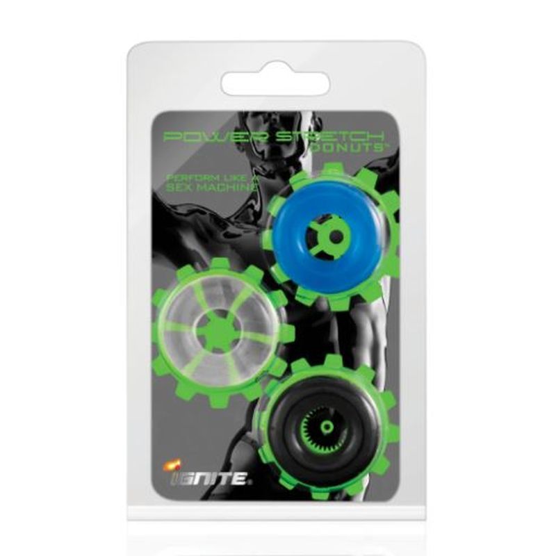 Power Stretch Donuts 3 Pc Multi Colour Cock Ring Set > Cock Ring > Sets - Tophatter Daily Deals