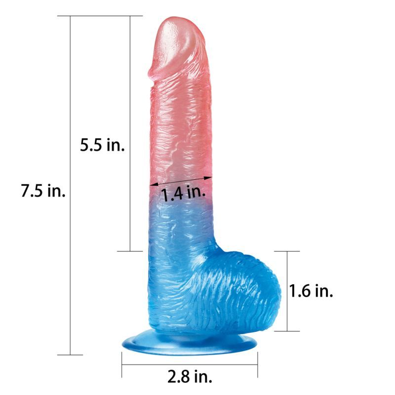 Dazzle Studs Realistic Dildo 7.5 Inch Pink and Blue > Dildos > Realistic Dildos - Tophatter Daily Deals