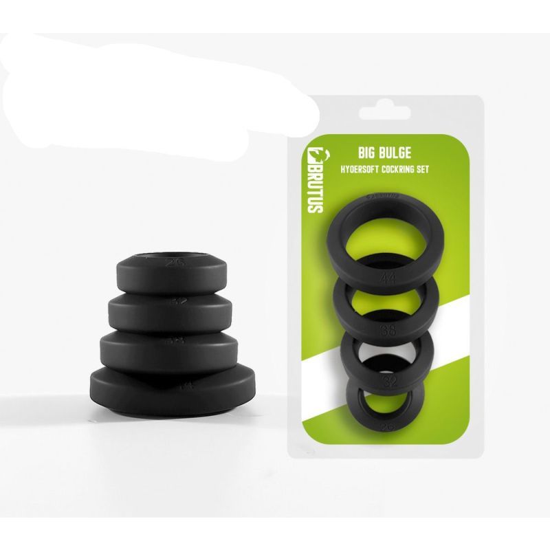 Brutus Big Bulge – Silicone Cock Ring Set of 4 with Various Inner Diameters > Cock Ring > Sets - Tophatter Daily Deals