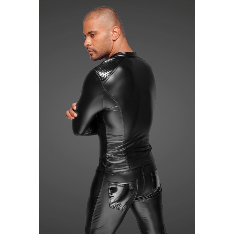 Power Wetlook Mens Jacket with Pleated PVC Epaulets > Clothes > Mens Latex - Tophatter Daily Deals