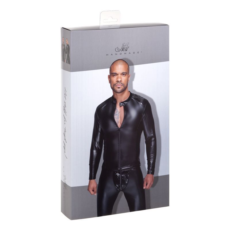 Power Wetlook Mens Jacket with Pleated PVC Epaulets > Clothes > Mens Latex - Tophatter Daily Deals