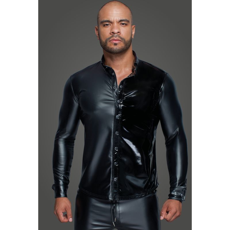 Powerwetlook PVC Long Sleeved Button Placket Shirt > Clothes > Mens Apparel - Tophatter Daily Deals