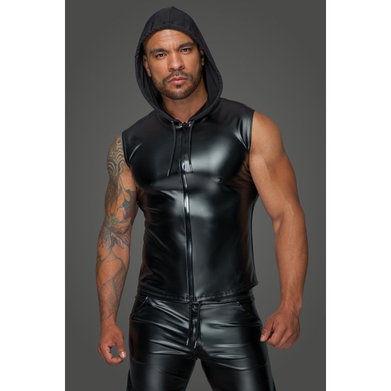 Powerwetlook Sleeveless Hooded Shirt with Two Way Zipper > Clothes > Mens Apparel - Tophatter Daily Deals