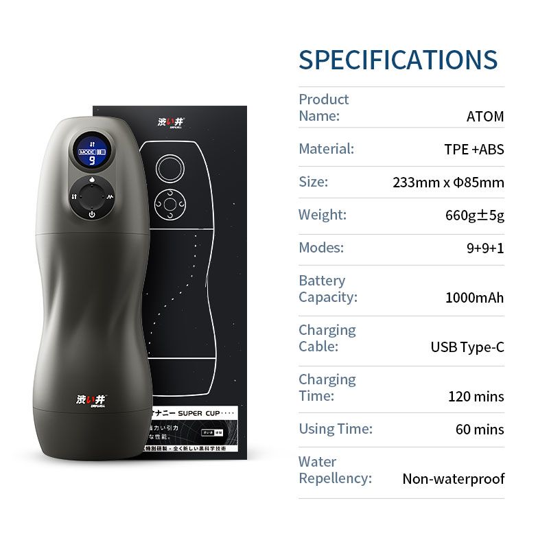 Atom Electronic Masturbator with Heating and Vibration Modes > Sex Toys For Men > Masturbators > Vibrating - Tophatter Daily Deals