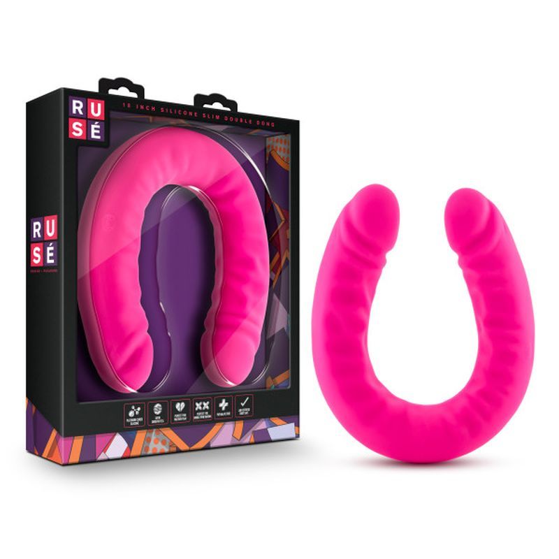 Ruse Silicone Slim 18in Hot Pink Double Dong 1.5in Wide > Dildos > Double Dildos - Tophatter Daily Deals
