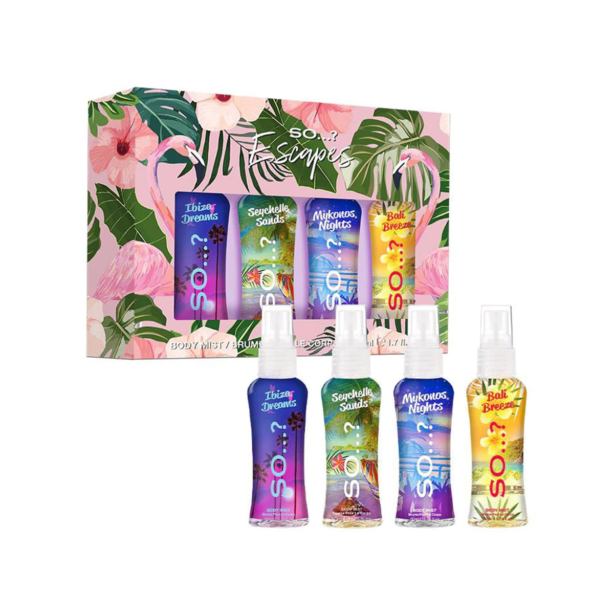 So...? Escapes Body Mist 4x 50ml Mini Set Default Title - Tophatter Daily Deals